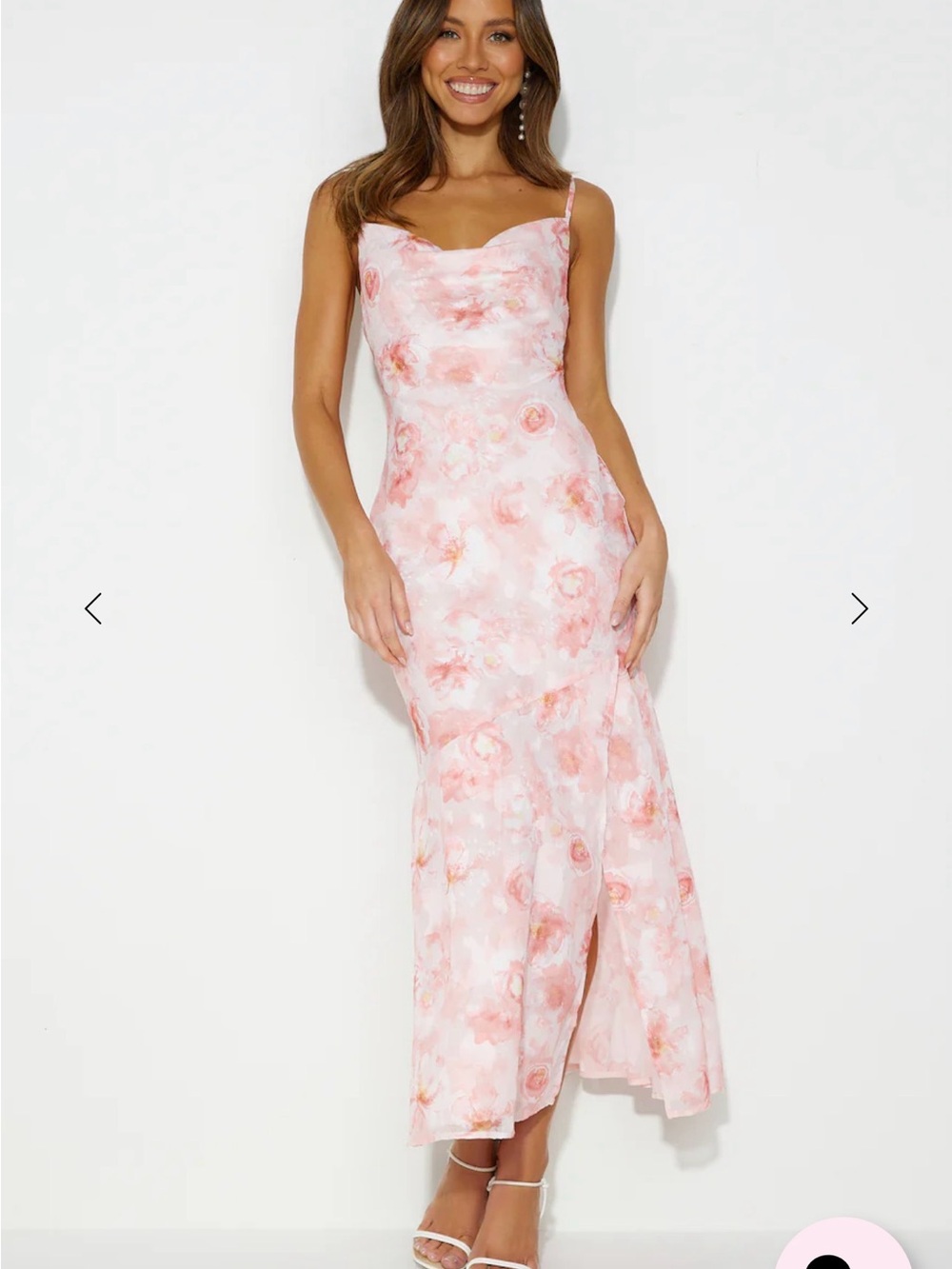 Hello Molly Pink Floral Cowl Slip Maxi Dress